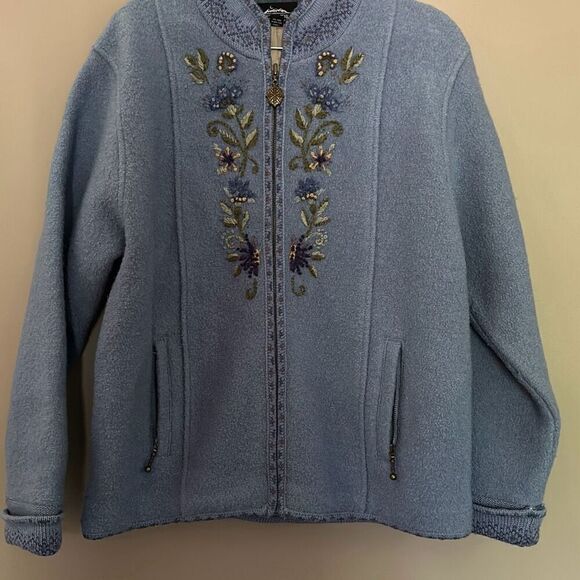 Icelantic Embroidered Wool Shacket Sweater Jacket Medium - Picture 1 of 15